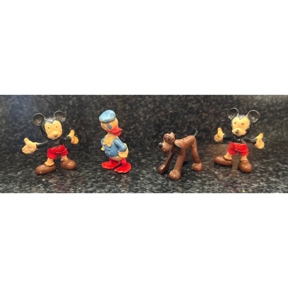 Vintage 1940's Lot of 4 Disney Characters 2 Mickey Mouse 1 Donald Duck 1 Pluto
